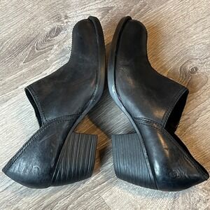 Born Wellins Ankle Boots Heeled Comfort Fashion Black Leather Womens‎ 10 EU 42